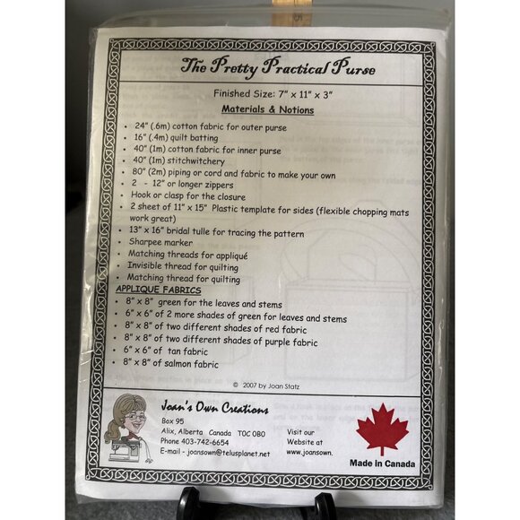 Joans Own Creations Designer Series 308 Pretty Practical Purse Pattern for Quilt - Picture 3 of 5